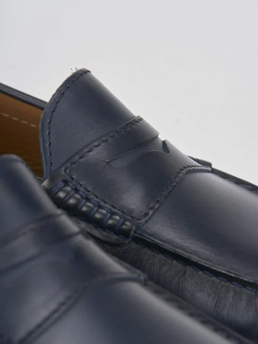 Mocassino blu pelle