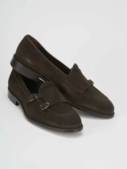 Mocassino monkstrap testa camoscio