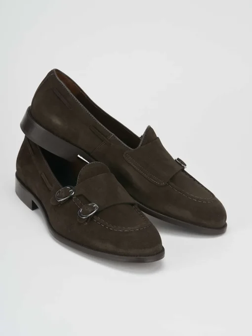 Mocassino monkstrap testa camoscio