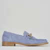 Mocassino tacco 1 cm azzurro camoscio