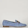 Mocassino tacco 1 cm azzurro camoscio