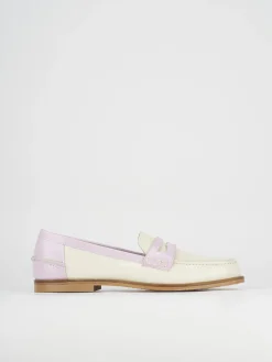 Mocassino tacco 1 cm beige pelle