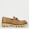 Mocassino tacco 1 cm beige pelle