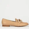 Mocassino tacco 1 cm beige pelle