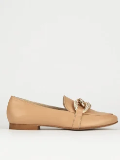 Mocassino tacco 1 cm beige pelle