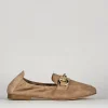 Mocassino tacco 1 cm beige camoscio