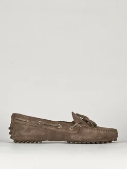 Mocassino tacco 1 cm beige camoscio