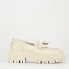 Mocassino tacco 1 cm beige pelle
