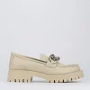 Mocassino tacco 1 cm beige pelle