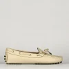 Mocassino tacco 1 cm beige pelle