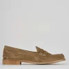 Mocassino tacco 2 cm beige camoscio