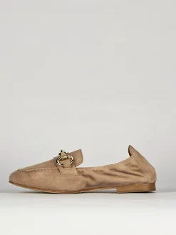 Mocassino tacco 1 cm beige camoscio
