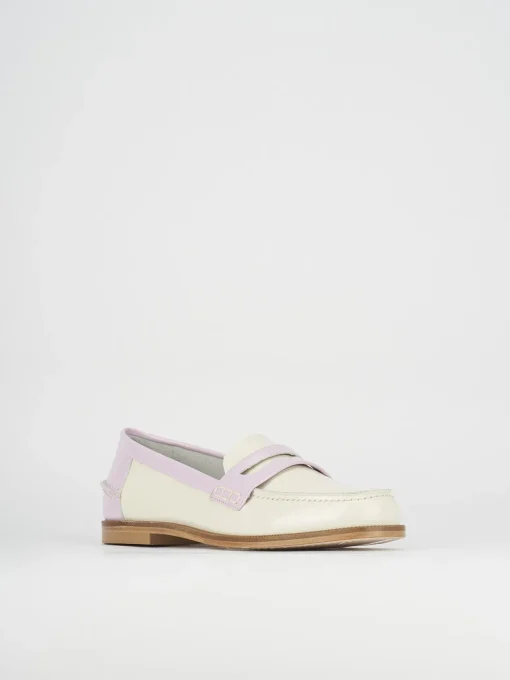 Mocassino tacco 1 cm beige pelle