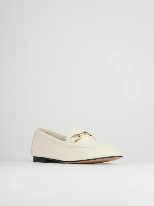 Mocassino tacco 1 cm beige pelle