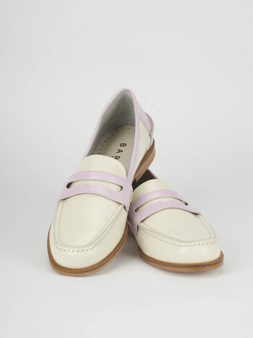 Mocassino tacco 1 cm beige pelle