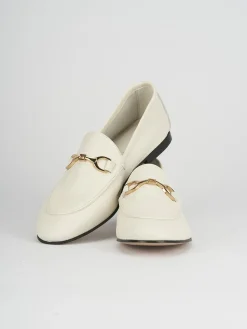 Mocassino tacco 1 cm beige pelle