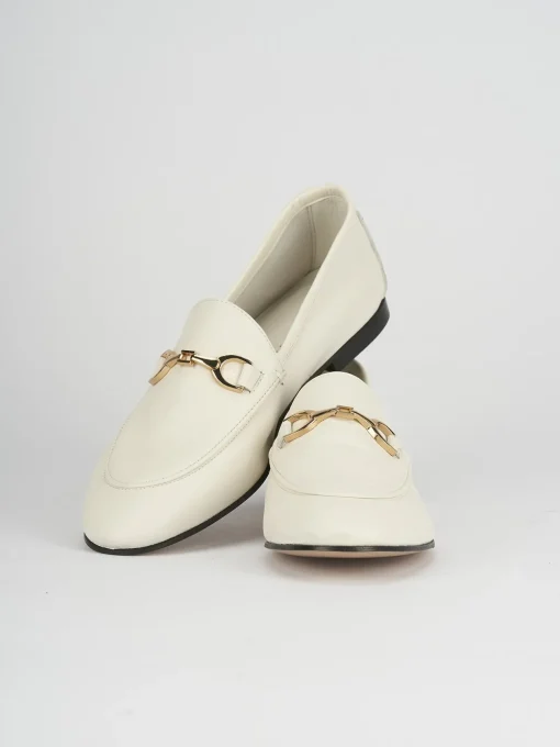 Mocassino tacco 1 cm beige pelle