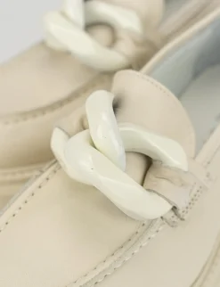 Mocassino tacco 1 cm beige pelle