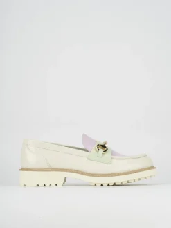 Mocassino tacco 1 cm bianco pelle