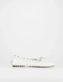 Mocassino tacco 1 cm bianco pelle