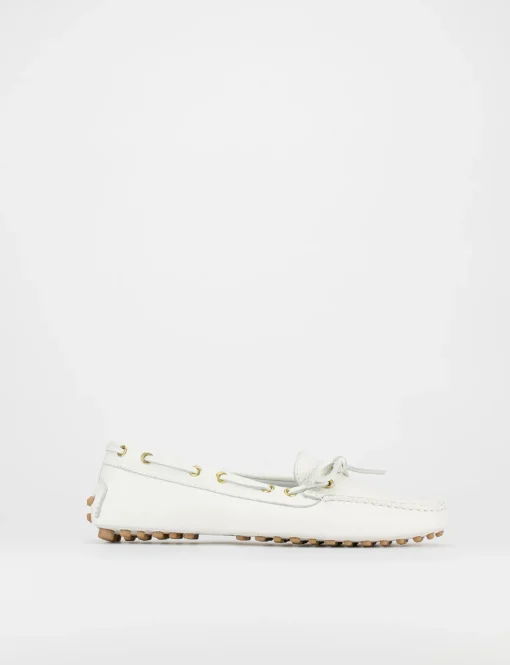 Mocassino tacco 1 cm bianco pelle