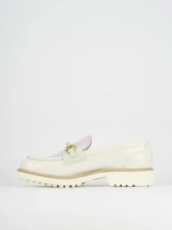 Mocassino tacco 1 cm bianco pelle