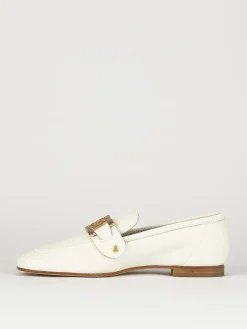 Mocassino tacco 1 cm bianco pelle