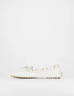 Mocassino tacco 1 cm bianco pelle