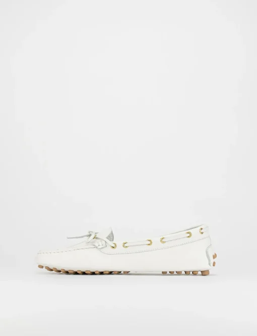 Mocassino tacco 1 cm bianco pelle