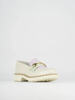 Mocassino tacco 1 cm bianco pelle