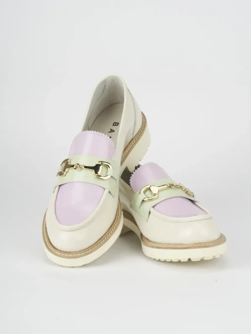 Mocassino tacco 1 cm bianco pelle