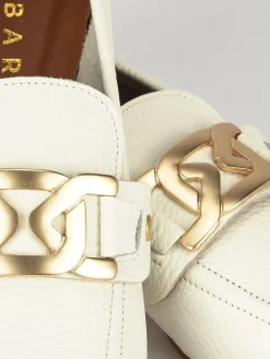 Mocassino tacco 1 cm bianco pelle