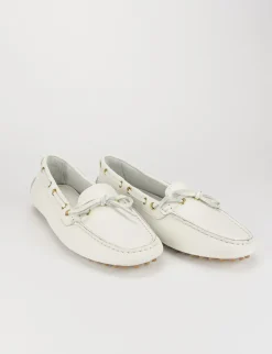 Mocassino tacco 1 cm bianco pelle