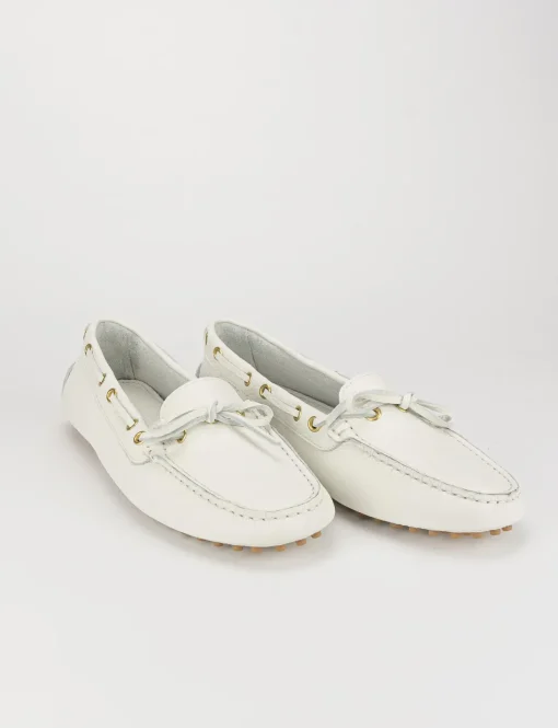 Mocassino tacco 1 cm bianco pelle