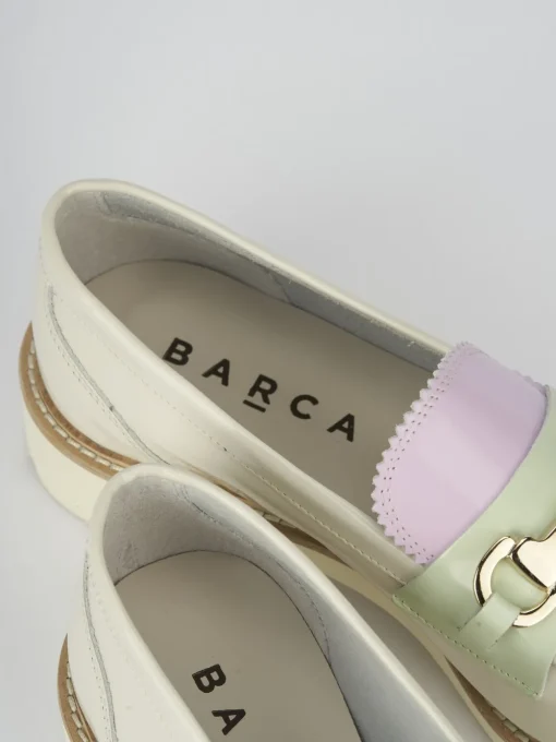 Mocassino tacco 1 cm bianco pelle