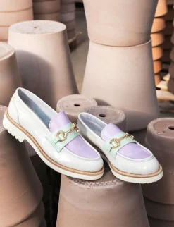 Mocassino tacco 1 cm bianco pelle