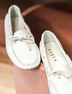 Mocassino tacco 1 cm bianco pelle