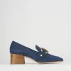 Mocassino tacco 6 cm blu camoscio