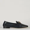 Mocassino tacco 1 cm blu pelle
