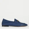 Mocassino tacco 1 cm blu pelle