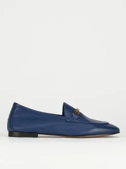 Mocassino tacco 1 cm blu pelle
