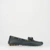 Mocassino tacco 1 cm blu pelle