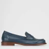 Mocassino tacco 1 cm blu pelle