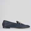 Mocassino tacco 1 cm blu pelle