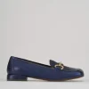 Mocassino tacco 2 cm blu pelle