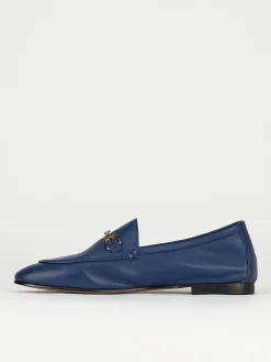 Mocassino tacco 1 cm blu pelle