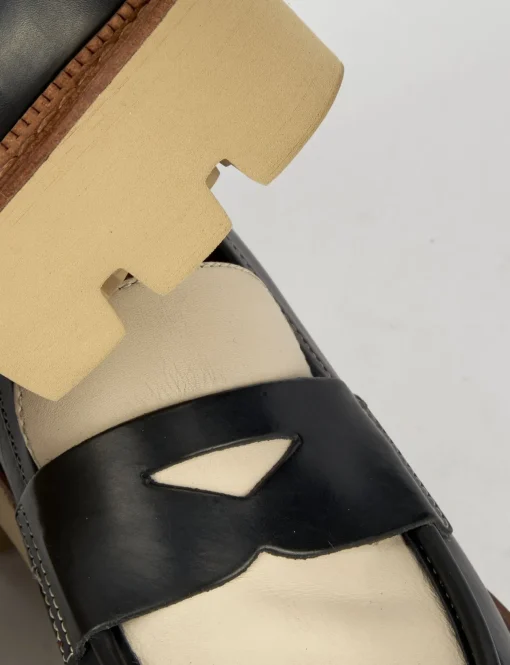 Mocassino tacco 1 cm blu pelle