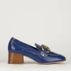 Mocassino tacco 6 cm blu vernice