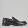 Mocassino tacco 2 cm bordo' pelle