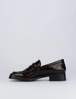 Mocassino tacco 2 cm bordo' pelle